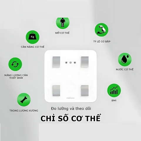Cân phân tích sức khỏe Medisana 7in1 BS310 Connect - Cân thông minh đo mỡ, cơ, BMI, BMR, ứng dụng VitaDock+ - Đọc dễ dàng với màn hình LCD lớn