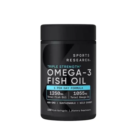 Dầu Cá Sports Research Triple Strength Omega 3 - 150 Viên EPA 690mg DHA 310mg - Hỗ Trợ Tim Mạch & Tăng Cường Sức Khỏe Não Bộ