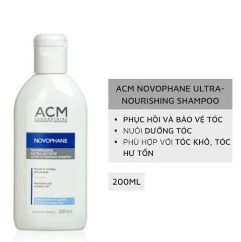 Dầu Gội ACM Novophane Ultra Nourishing 200ml - Hỗ Trợ Phục Hồi, Ngăn Rụng Tóc, Dưỡng Ẩm, Phù Hợp Với Tóc Khô Và Hư Tổn