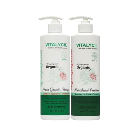 Dầu Gội Xả Bưởi Vitalycil Organic Care - Giảm Rụng Tóc, Phục Hồi Tóc Hư Tổn 470ml, Dưỡng Ẩm Tóc Mềm Mượt, Dầu Argan, Biotin