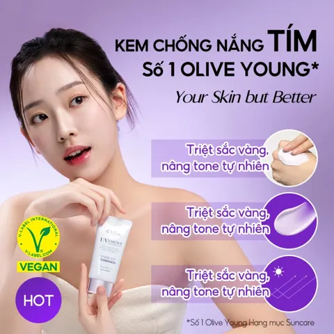 Kem chống nắng nâng tone d'Alba Waterfull Tone-Up Purple Correcting