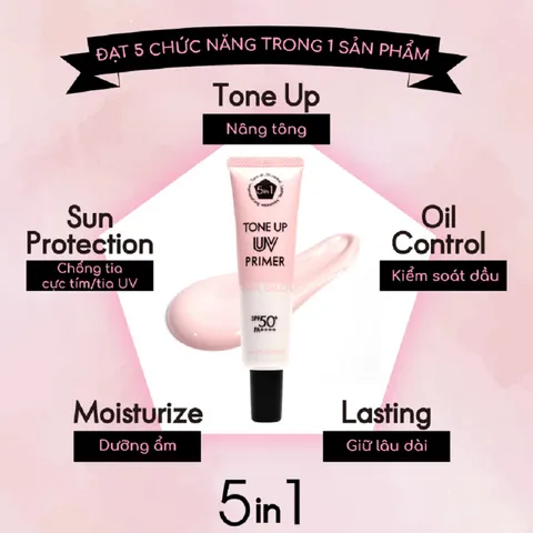 Kem Chống Nắng Nâng Tone Hanajirushi Primer Pink Glow SPF50+/PA++++ - Dưỡng Ẩm, Làm Sáng Da, Phù Hợp Mọi Loại Da, 35g