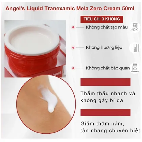 Kem Dưỡng Giảm Thâm Nám Angel's Liquid Mela Zero Cream 50ml - Dưỡng Sáng Da, Phù Hợp Với Mọi Loại Da, Không Hương Liệu
