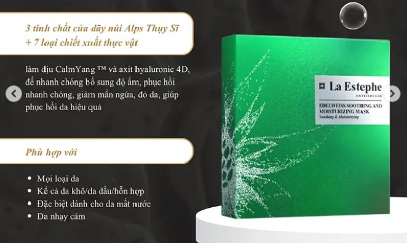 Mặt Nạ Cấp Ẩm La Estephe Edelweiss - Hỗ Trợ Làm Dịu Da, Dưỡng Ẩm Sâu, Hộp 6 Miếng Cho Mọi Loại Da