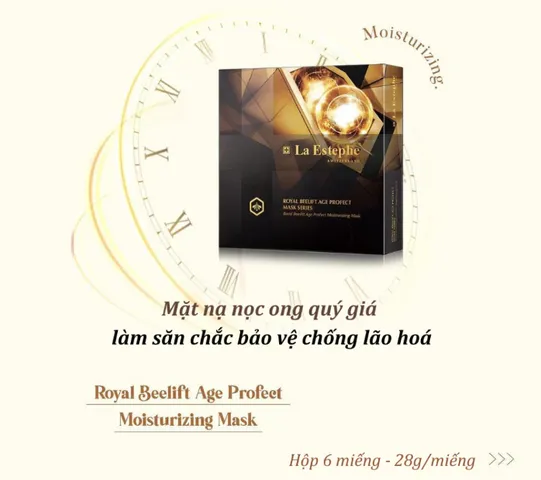 Mặt nạ La Estephe Royal Beelift Age Profect - Mặt Nạ Săn Chắc, Trẻ Hóa Da Từ Nọc Ong, Hộp 6 Miếng Dành Cho Mọi Loại Da
