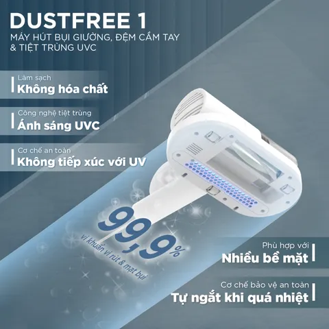 Máy Hút Bụi Giường Đệm Tiệt Trùng UVC Fatzbaby Dustfree 1 FB1780DP - Diệt 99.9% Vi Khuẩn, Không Khí Sạch và An Toàn Ngủ Ngon