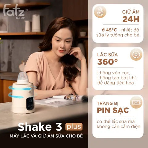 Máy Lắc và Giữ Ấm Sữa Cho Bé Fatzbaby Shake 3 Plus FB3920BK - Thiết Kế Thông Minh, Không Cần Điện, Đảm Bảo Dinh Dưỡng, Dễ Dàng Sử Dụng