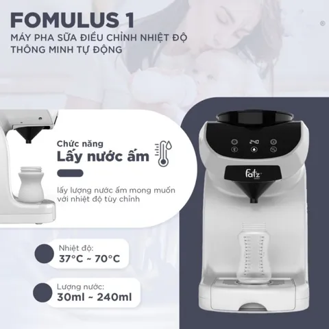 Máy Pha Sữa Thông Minh Fatzbaby Formulus 1 FB8502AH - Điều Chỉnh Nhiệt Độ Từ 37°C-70°C, Tiện Lợi Cho Tất Cả Các Loại Sữa Bột