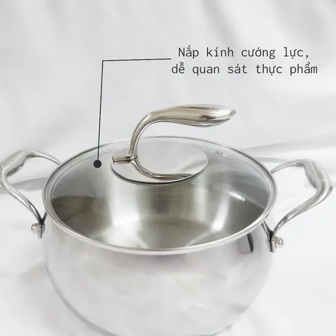 Nồi inox Seka SK6080 đáy 5 lớp 4L - Dùng cho mọi loại bếp, nấu ăn nhanh và đều nhiệt, thiết kế quả táo dễ thương