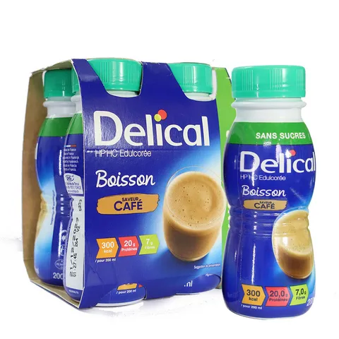 Sữa Dinh Dưỡng Delical Boisson HP HC Edulcorée Không Đường - Lốc 4 Chai 200ml, Hỗ Trợ Bổ Sung Dinh Dưỡng, Không Gluten, Không Lactose