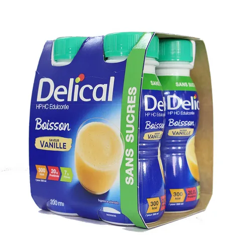 Sữa Dinh Dưỡng Delical Boisson HP HC Edulcorée Không Đường - Lốc 4 Chai 200ml, Hỗ Trợ Bổ Sung Dinh Dưỡng, Không Gluten, Không Lactose