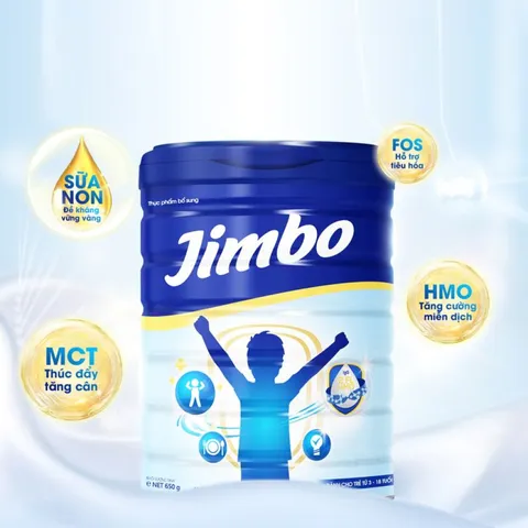 Sữa Bột Jimbo Tăng Cân Cho Trẻ 3-18 Tuổi - Hỗ Trợ Phát Triển Chiều Cao Và Cải Thiện Sức Khỏe, 650g