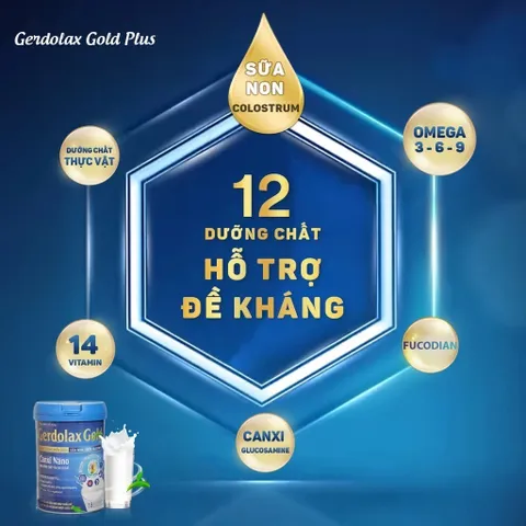 Sữa Gerdolax Gold Plus Canxi Nano - Hỗ trợ xương khớp chắc khỏe, chứa Fucoidan, bổ sung dưỡng chất cho người lớn và cao tuổi - 900g