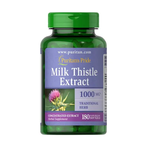 Viên uống hỗ trợ gan Milk Thistle 1000mg Puritan's Pride - 180 viên, Giúp thải độc, tăng cường chức năng gan, hàng nhập Mỹ