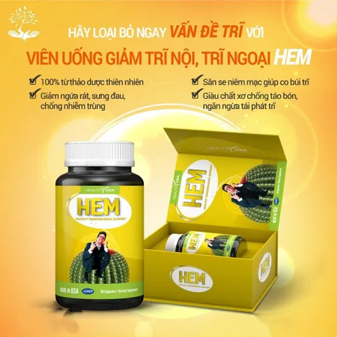 Viên Uống Hỗ Trợ Trĩ Hem Nhập Khẩu Mỹ - Thảo Dược Tự Nhiên Chống Táo Bón, Giảm Ngứa Rát và Sưng Đau Trĩ