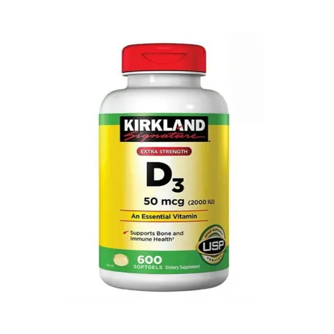 Viên uống Vitamin D3 Kirkland Signature 2000 IU (600 viên) - Bổ sung canxi cho xương và răng chắc khỏe, tăng cường hệ miễn dịch