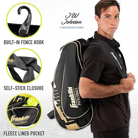 Balo Pickleball Franklin Sports Pro Series Đen/Vàng - Balo Thể Thao 4 Ngăn Đựng Vợt và Phụ Kiện Chất Liệu Cao Cấp