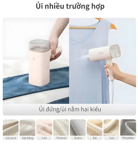 Bàn là hơi nước cầm tay gấp gọn Seka SK547 - Công suất lớn 1200W, 7 vòi phun, khử trùng hiệu quả, nhẹ và dễ sử dụng