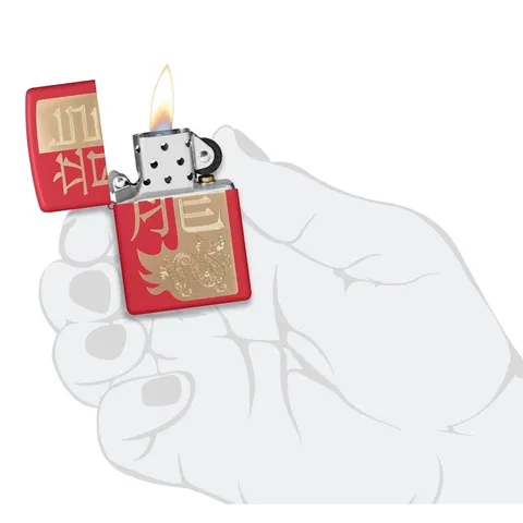Bật Lửa Zippo Year of the Dragon 2024 Matte Đỏ 48769 - Quà Tặng Sành Điệu cho Fan Văn Hóa Châu Á