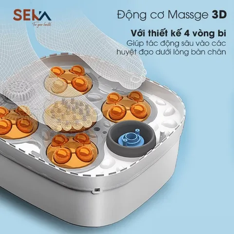 Bồn Ngâm Chân Massage Seka SK195 Gấp Gọn Điều Khiển Từ Xa - 16 Con Lăn Massage Huyệt Chân, Màn Hình Cảm Ứng Sang Trọng