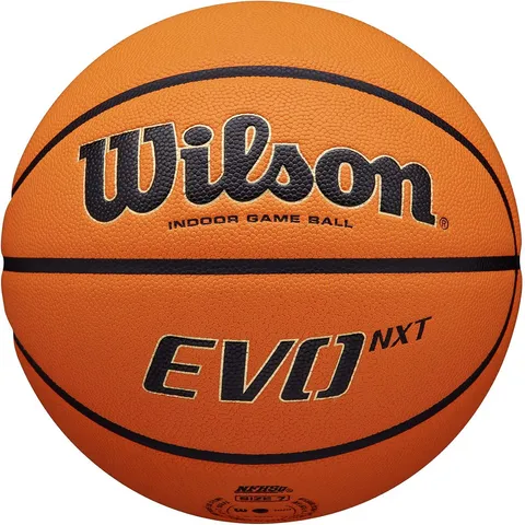Bóng rổ Wilson NCAA Evo NXT - Bóng thi đấu chính thức NCAA, độ bám tuyệt vời, màu Electric Orange nổi bật, kiểm soát tối ưu
