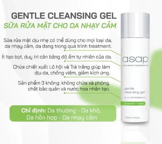 Gel Rửa Mặt Dịu Nhẹ Asap - Sạch Sâu, Phù Hợp Mọi Loại Da, Không Chứa Xà Phòng, Cung Cấp Độ Ẩm Tự Nhiên 200ml