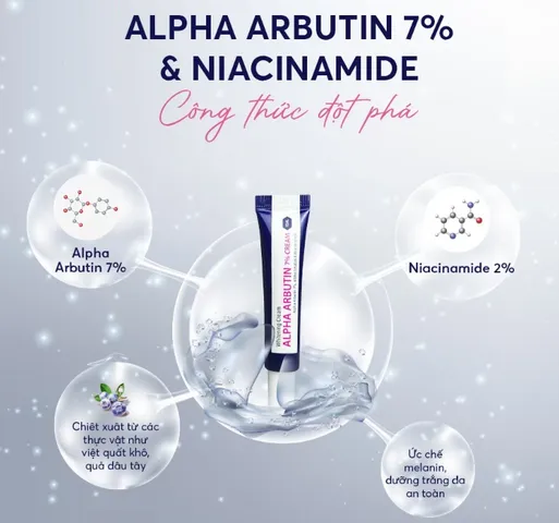 Kem Nám Alpha Arbutin 7% - Dưỡng Trắng Da, Mờ Thâm Nám, Cải Thiện Đều Màu Da 15g