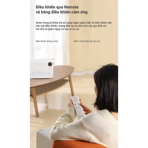 Máy sưởi đa năng Ceramic Lumias H08B 2000W điều khiển từ xa, thiết kế nhỏ gọn, công nghệ PTC làm nóng nhanh, an toàn cho không gian 3-7m².