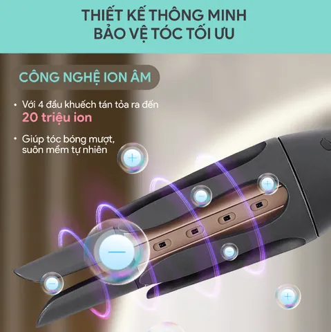 Máy Uốn Tóc Tự Động 360 BlueStone HSB-1738 - Công Nghệ Hẹn Giờ SmartTime, Trục Uốn 32mm Tạo Lọn Xoăn Nhanh Chóng