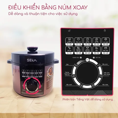 Nồi Áp Suất Điện Đa Năng SEKA SK5858 6L 1000W - Thích Hợp Gia Đình 4-6 Người, Nấu Nhanh Tiết Kiệm Thời Gian