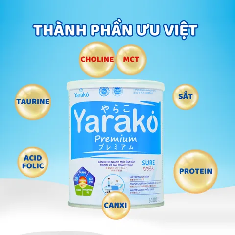 Sữa Bột Yarako Premium Sure - Sữa Dinh Dưỡng Hỗ Trợ Phục Hồi Sức Khỏe, Giàu Năng Lượng Cho Người Cao Tuổi, 400g, 900g