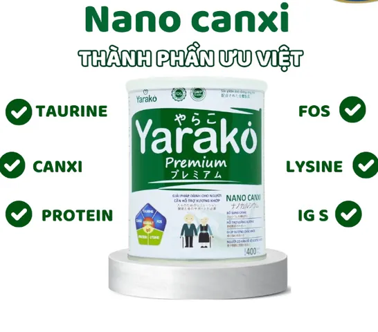 Sữa Canxi Nano Nhật Bản Yarako Premium 400g - Siêu Hấp Thụ, Hỗ Trợ Chắc Khỏe Xương Cho Người Già
