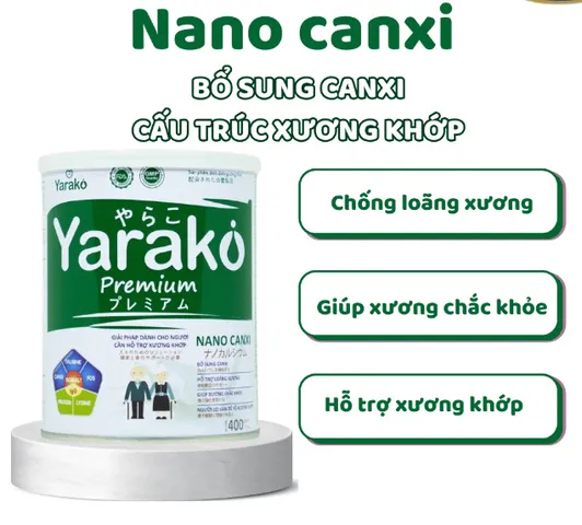Sữa Canxi Nano Nhật Bản Yarako Premium 400g - Siêu Hấp Thụ, Hỗ Trợ Chắc Khỏe Xương Cho Người Già