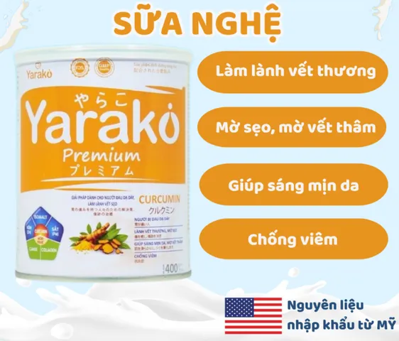 Sữa Nghệ Hỗ Trợ Dạ Dày Yarako Premium Curcumin - Bổ Sung Canxi và Dinh Dưỡng Cho Người Tiêu Hóa Kém 400g/900g