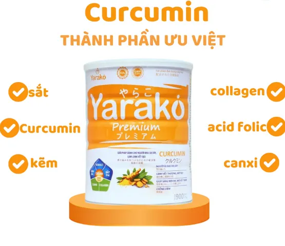 Sữa Nghệ Hỗ Trợ Dạ Dày Yarako Premium Curcumin - Bổ Sung Canxi và Dinh Dưỡng Cho Người Tiêu Hóa Kém 400g/900g