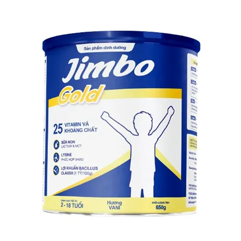 Sữa tăng cân Jimbo Gold 650g - Hỗ trợ đề kháng và phát triển trí não cho trẻ từ 2-18 tuổi, Dinh dưỡng độc quyền 3 kép Dual Nutri