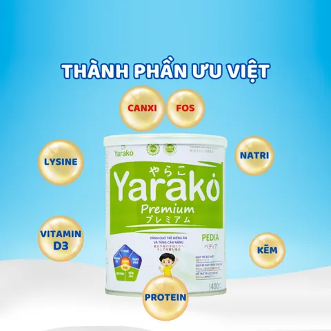 Sữa Yarako Premium Pedia 900g - Hỗ Trợ Tăng Cân Cho Bé Trên 1 Tuổi, Dinh Dưỡng Toàn Diện, Năng Lượng Cao