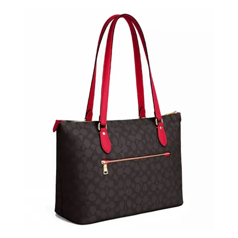 Túi Tote Nữ Coach Gallery In Signature Canvas CW381 - Thiết Kế Sang Trọng Đen Đỏ, Dành Cho Phụ Nữ Thời Trang, Đựng Đồ Tiện Dụng