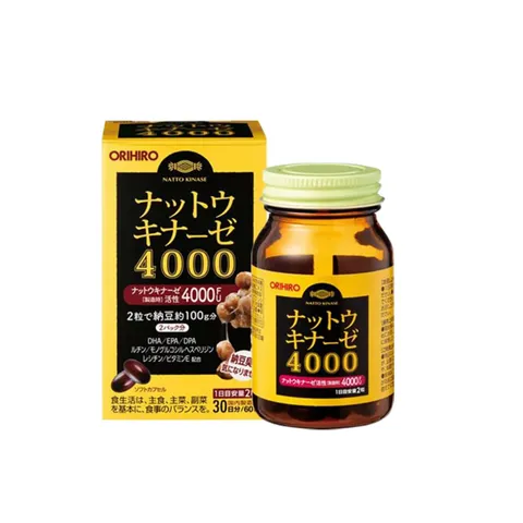Viên uống NattoKinase 4000FU Orihiro Nhật Bản - Hỗ trợ trí nhớ và tăng cường sức khỏe não bộ, hộp 60 viên