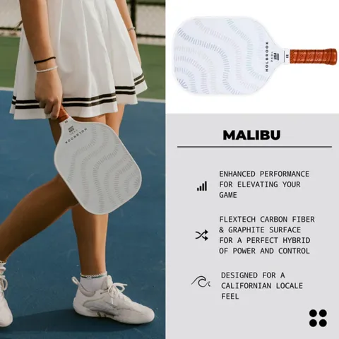 Vợt Pickleball Holbrook Malibu 14mm - Thiết Kế Đẹp, Hiệu Suất Vượt Trội, Chất Liệu Carbon FlexTech, Trải Nghiệm Chơi Tuyệt Vời
