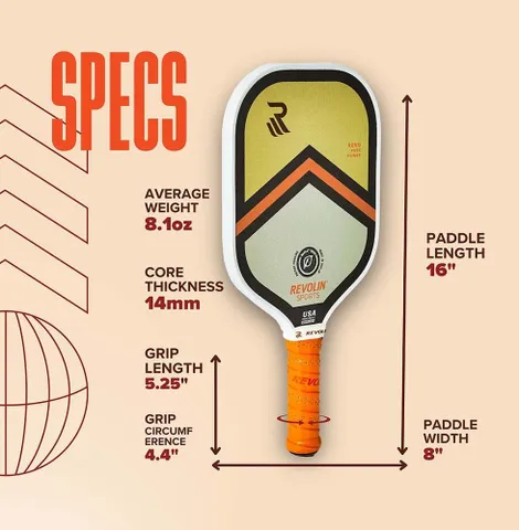 Vợt Pickleball Revolin Revo Pure Power 13mm - Thiết Kế Vuông Hiệu Suất Cao, Lõi Tổ Ong Poly-12, Lối Đánh Mạnh Mẽ