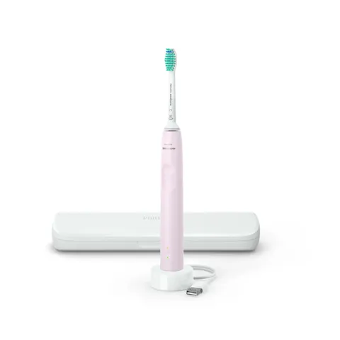 Bàn chải đánh răng điện Philips Sonicare 3100 HX3673 - Công nghệ sóng âm, bảo vệ nướu, phù hợp với răng nhạy cảm, màu hồng, trắng, đen