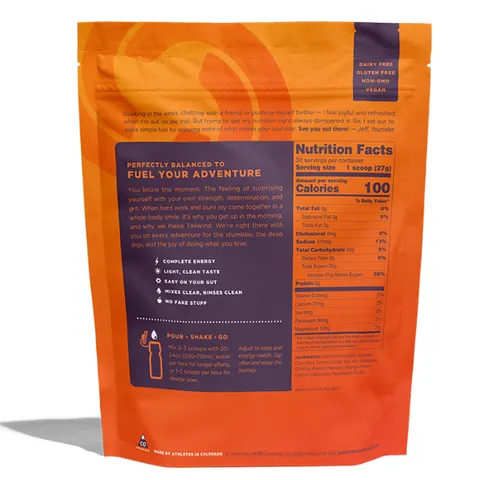 Bột Năng Lượng Tailwind Mandarin Orange Không Caffein - Hương Quýt Hồng Tự Nhiên, 200 Calo, Hỗ Trợ Năng Lượng Cho Tập Luyện Thể Thao