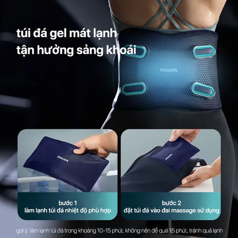 Đai Massage Lưng Philips PPM4721 Đa Năng - Chườm Nóng Lạnh, 4 Chế Độ Rung, Bảo Vệ Sức Khỏe Thắt Lưng, Thiết Bị Massage Hiện Đại