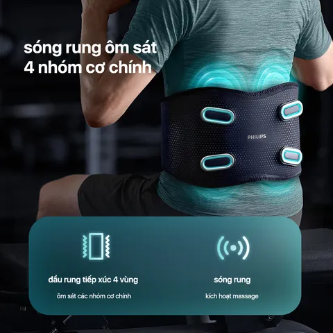 Đai Massage Lưng Philips PPM4721 Đa Năng - Chườm Nóng Lạnh, 4 Chế Độ Rung, Bảo Vệ Sức Khỏe Thắt Lưng, Thiết Bị Massage Hiện Đại