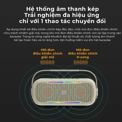 Loa Bluetooth Karaoke NowGo C1 - Công suất 100W, Kết nối Bluetooth 5.3, Thời gian phát nhạc 30 giờ, Âm thanh sống động, Bass mạnh