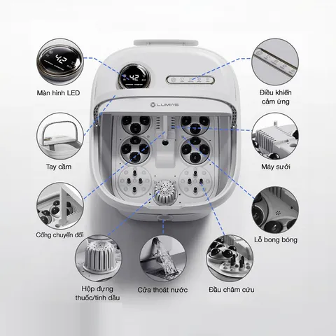 Máy Massage Chân Lumias LMF-01W Gấp Gọn, Công Suất 500W, Điều Khiển Cảm Ứng, Thiết Kế Tiện Lợi, Mát Xa Thư Giãn chuyên nghiệp