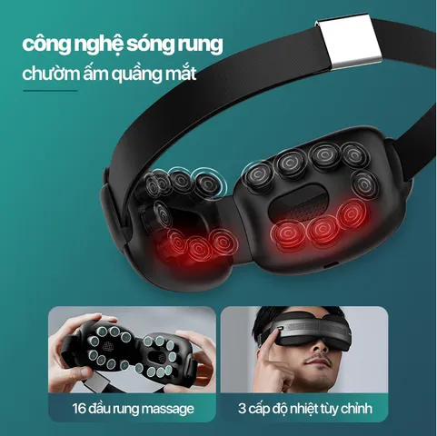 Máy Massage Mắt Philips PPM2522 - 16 Đầu Rung Công Nghệ Vibwave, Chườm Nóng 3 Cấp Độ, Giảm Quầng Thâm và Bọng Mắt, Thư Giãn Hiệu Quả