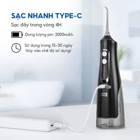 Máy Tăm Nước Cầm Tay Lebenlang LBT1488 - 4 Đầu Vòi, 1500 Lần/Phút, IPX7, Hỗ Trợ Chăm Sóc Răng Miệng Hiệu Quả Tại Nhà