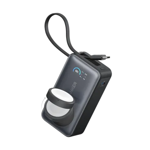 Pin dự phòng Anker Maggo A1657 10.000mAh với sạc không dây cho Apple Watch - Cáp USB-C tích hợp, sạc nhanh hiệu quả, du lịch thuận tiện